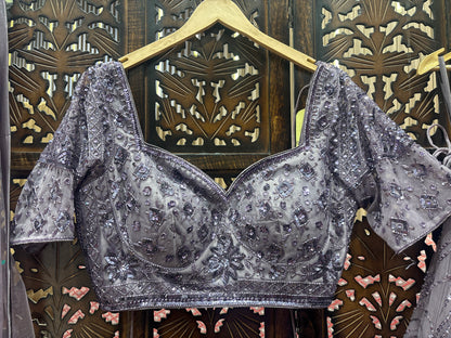 Designer purple lavend lilac crop top Lehenga