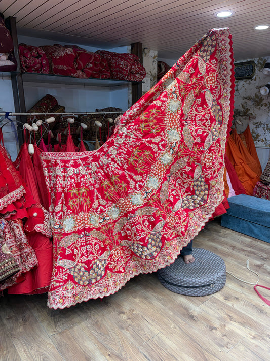 Red peacock Bridal Lehenga