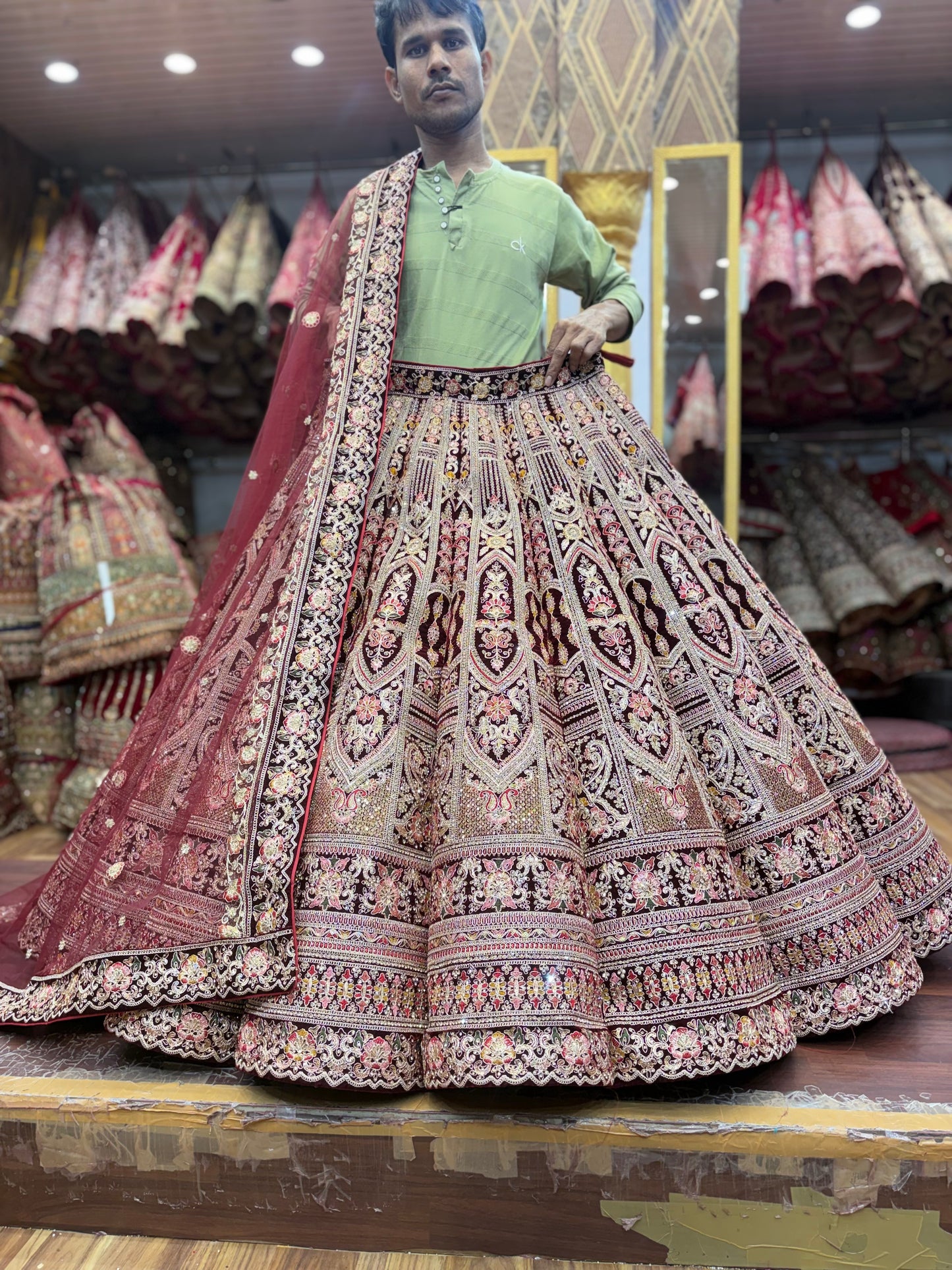 Stunning Maroon Ball Bridal Lehenga