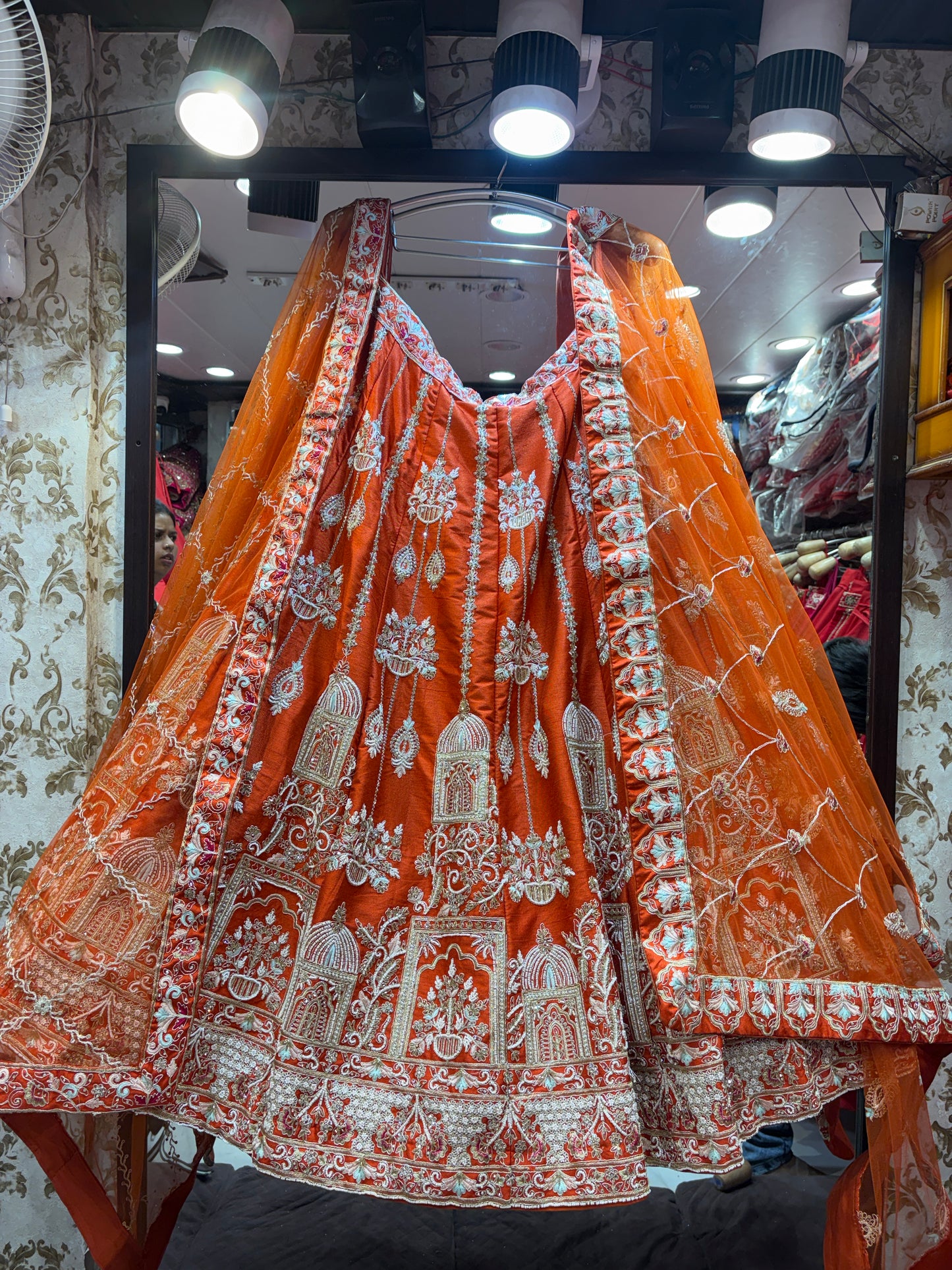 Pretty orange Crop Top Lehenga