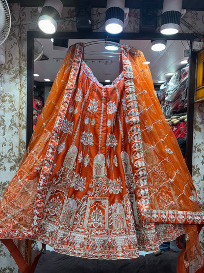 Pretty orange Crop Top Lehenga
