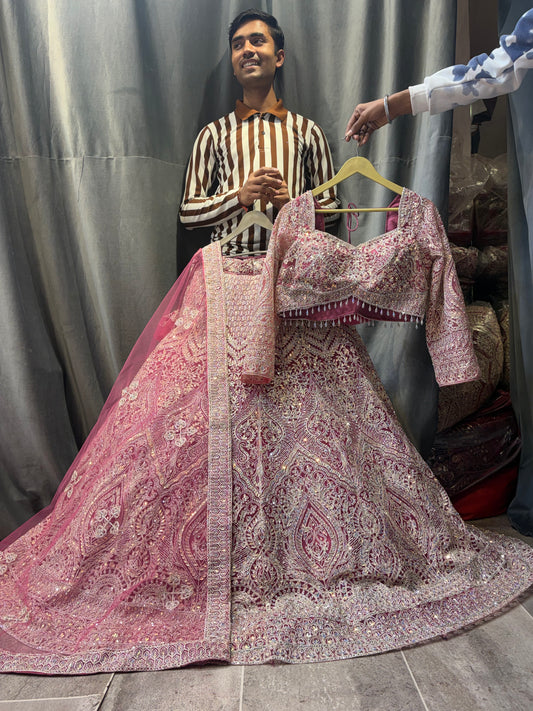Pleasing pink Crop Top Lehenga