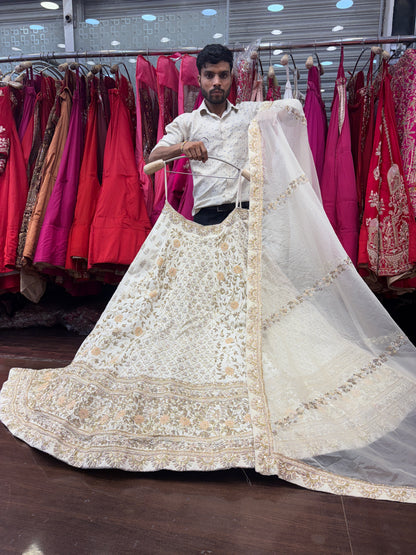 Cute white handwork handmade bridal Lehenga