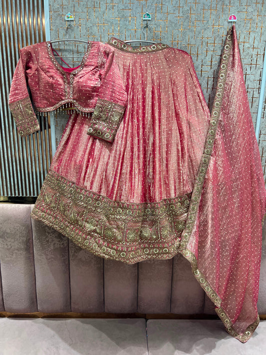 Pink Crop Top Lehenga