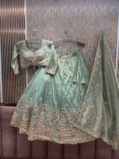 Blue crop top Lehenga