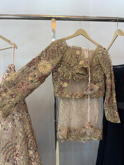 Glamorous peach Crop top Lehenga