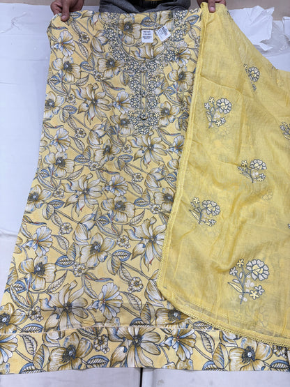 Engaging maroon summer cotton unstitched suit ( free size )