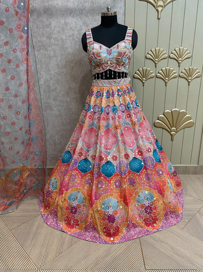 Pink Color PDP crop top lehenga