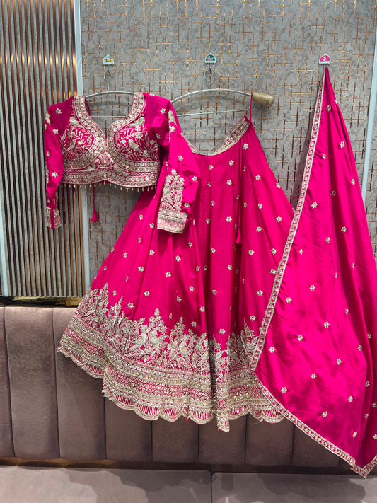 Hot Pink Crop top Lehenga