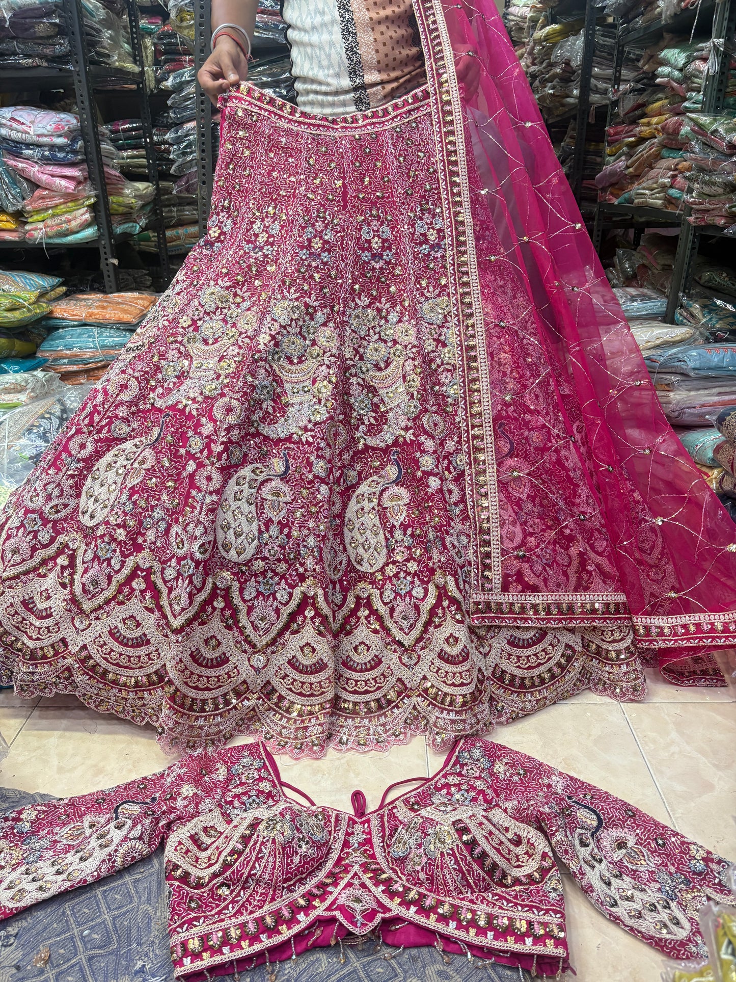 Something different Light pink peacock crop top Lehenga Happy Customer