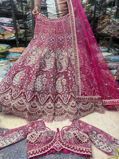 Something different Light pink peacock crop top Lehenga Happy Customer