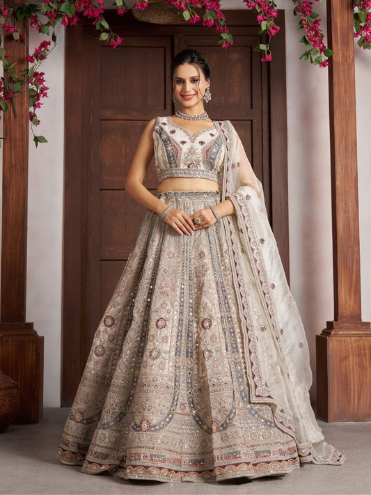 White Designer Crop Top Lehenga