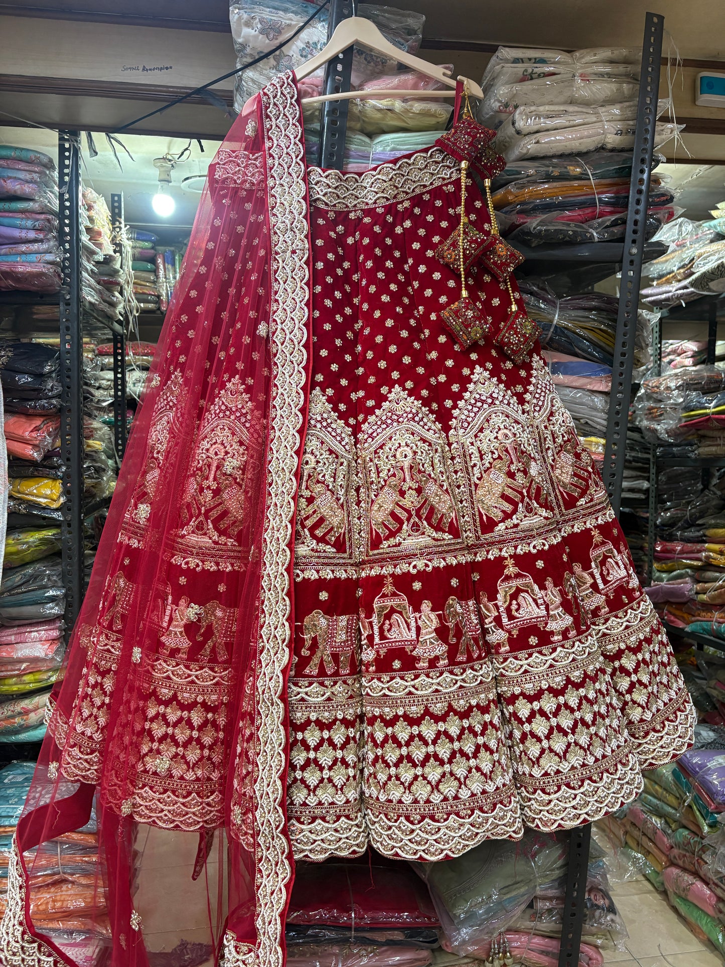 Lavishing red Doli barat ball bridal Lehenga