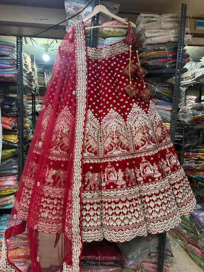 Lavishing red Doli barat ball bridal Lehenga