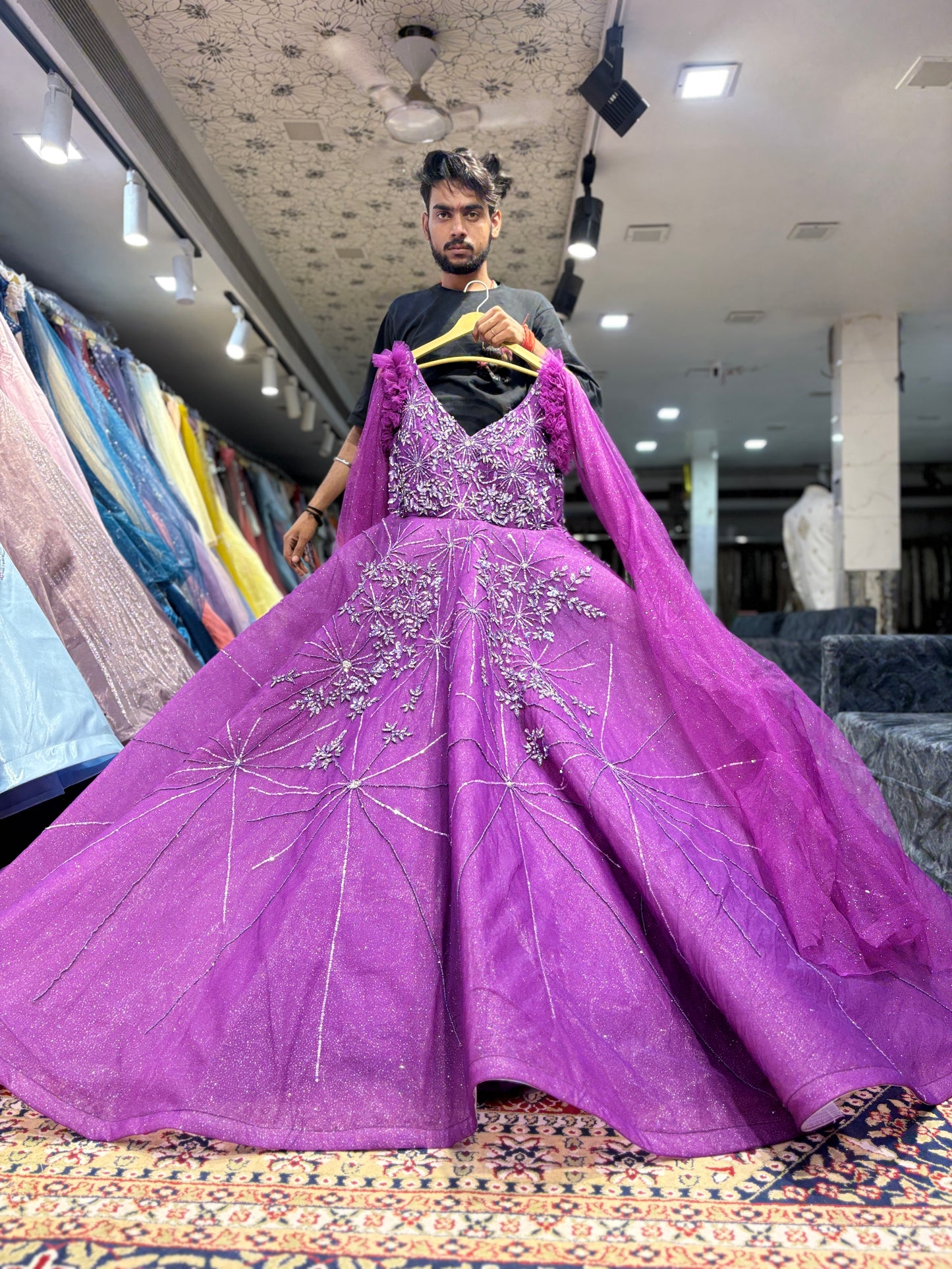 Tremendous purple barbie gown sequins big flair