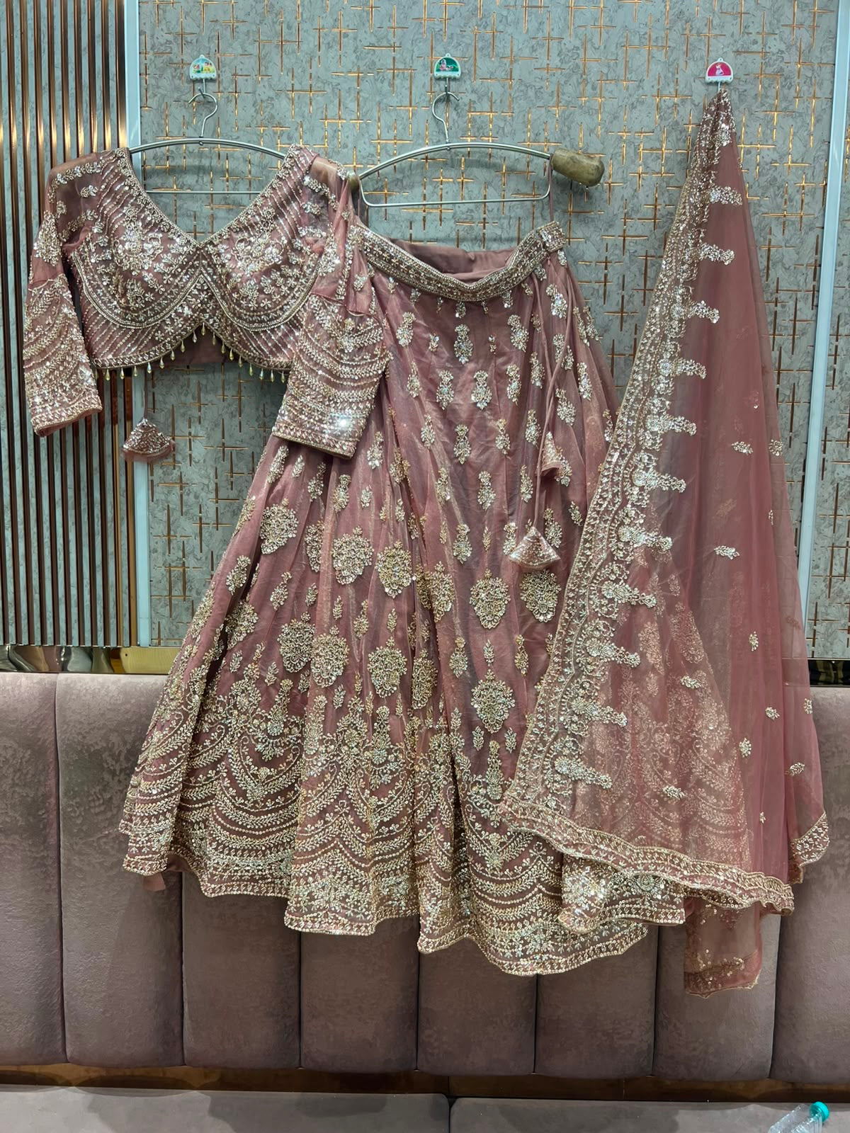 Rust Brown Crop Top Lehenga