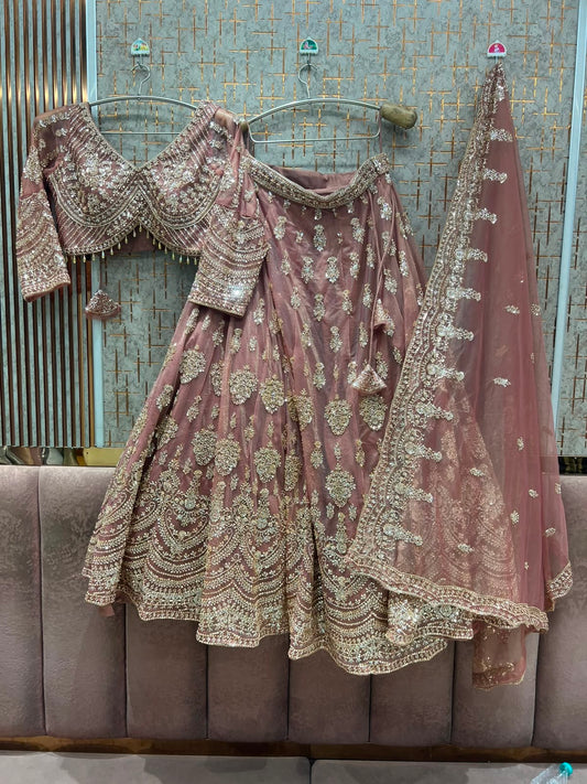 Rust Brown Crop Top Lehenga