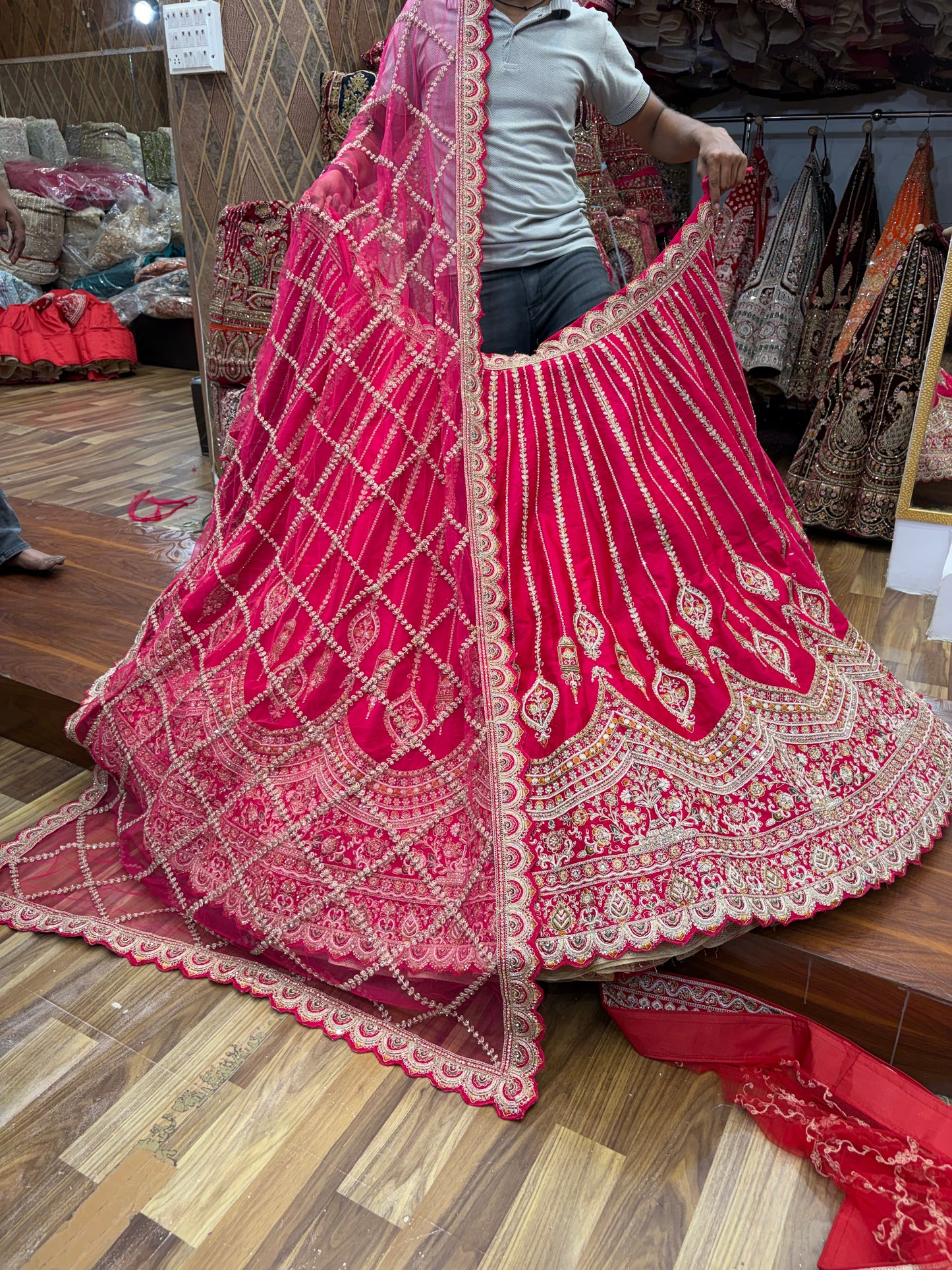 Rani Pink Designer Bridal Lehenga - Shopping World