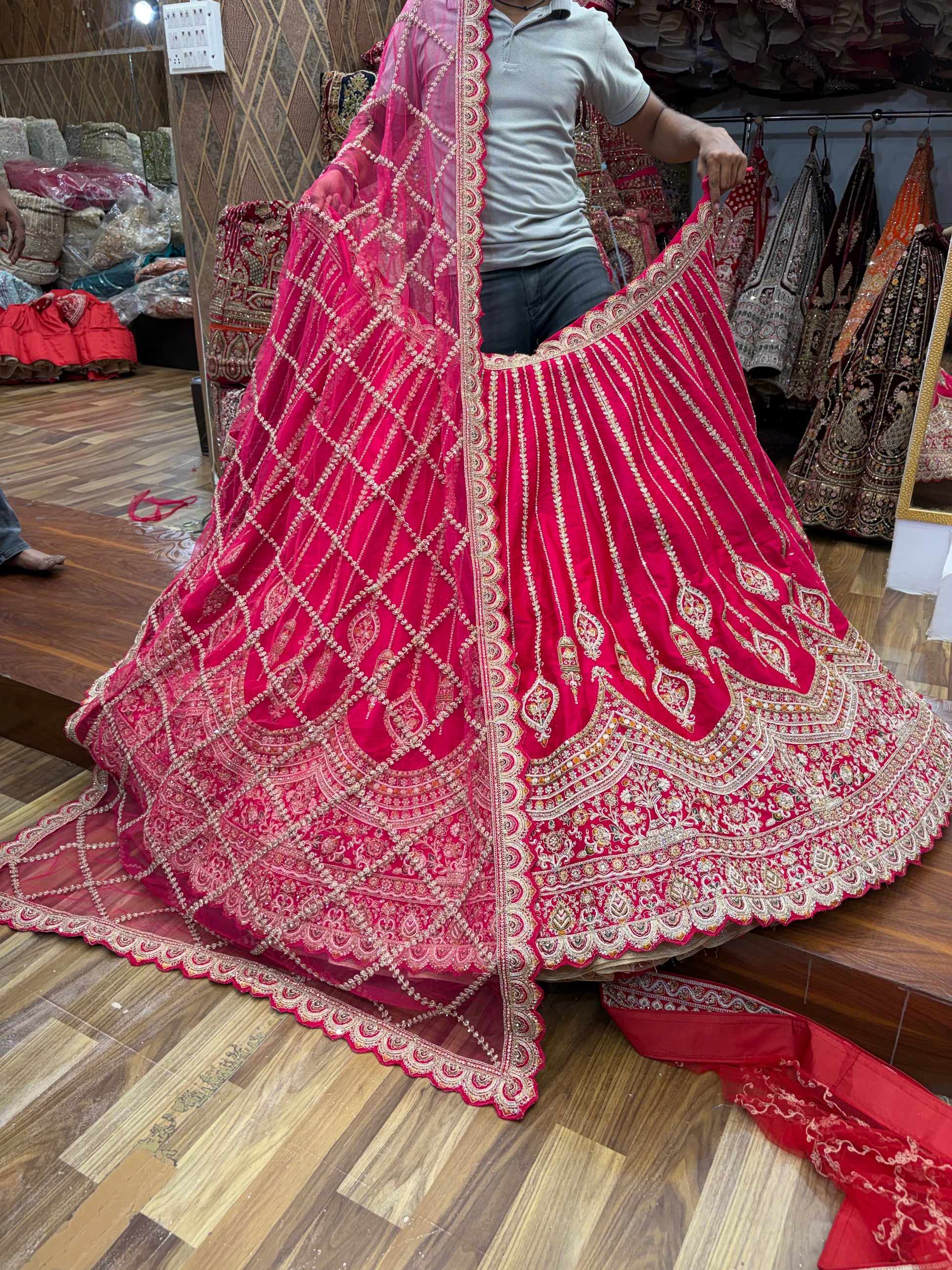Rani Pink Designer Bridal Lehenga - Shopping World