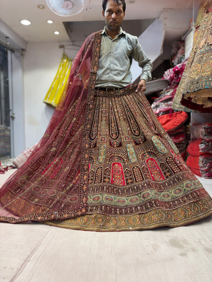 Astonishing maroon bridal Lehenga