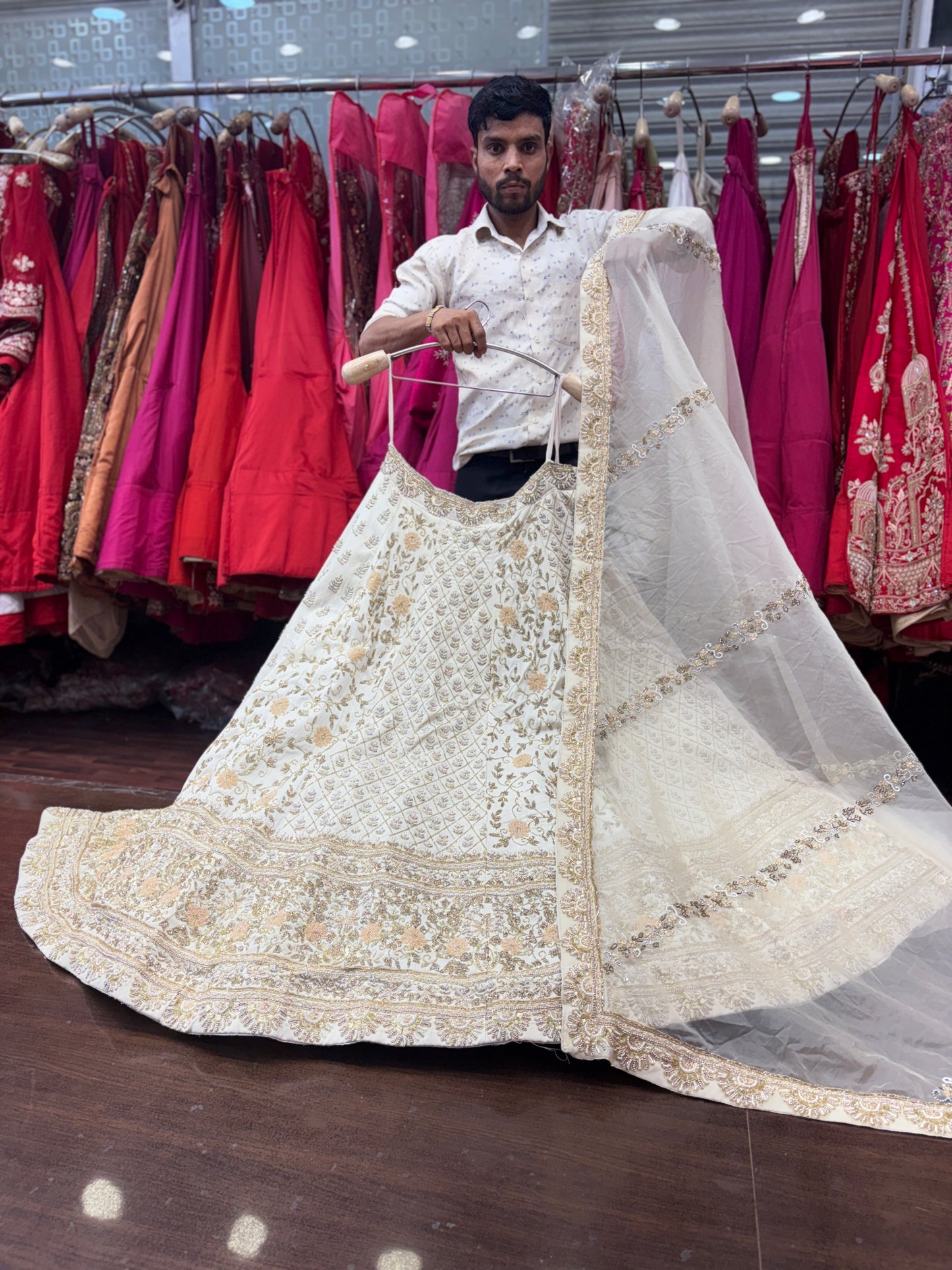 Cute white handwork handmade bridal Lehenga