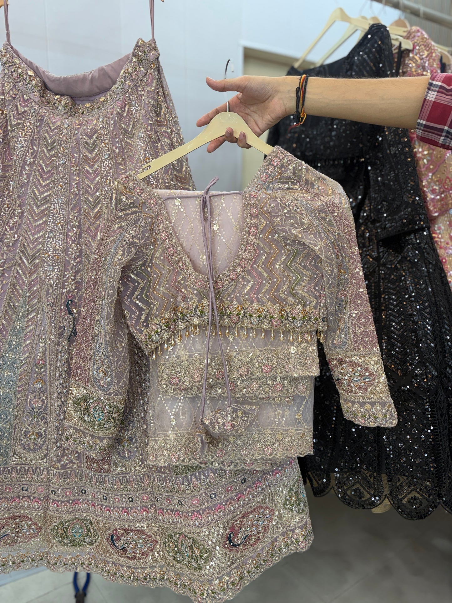 Something different baby pink peacock crop top Lehenga - Shopping World