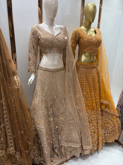 Fantastic mustard Floral Crop top Lehenga