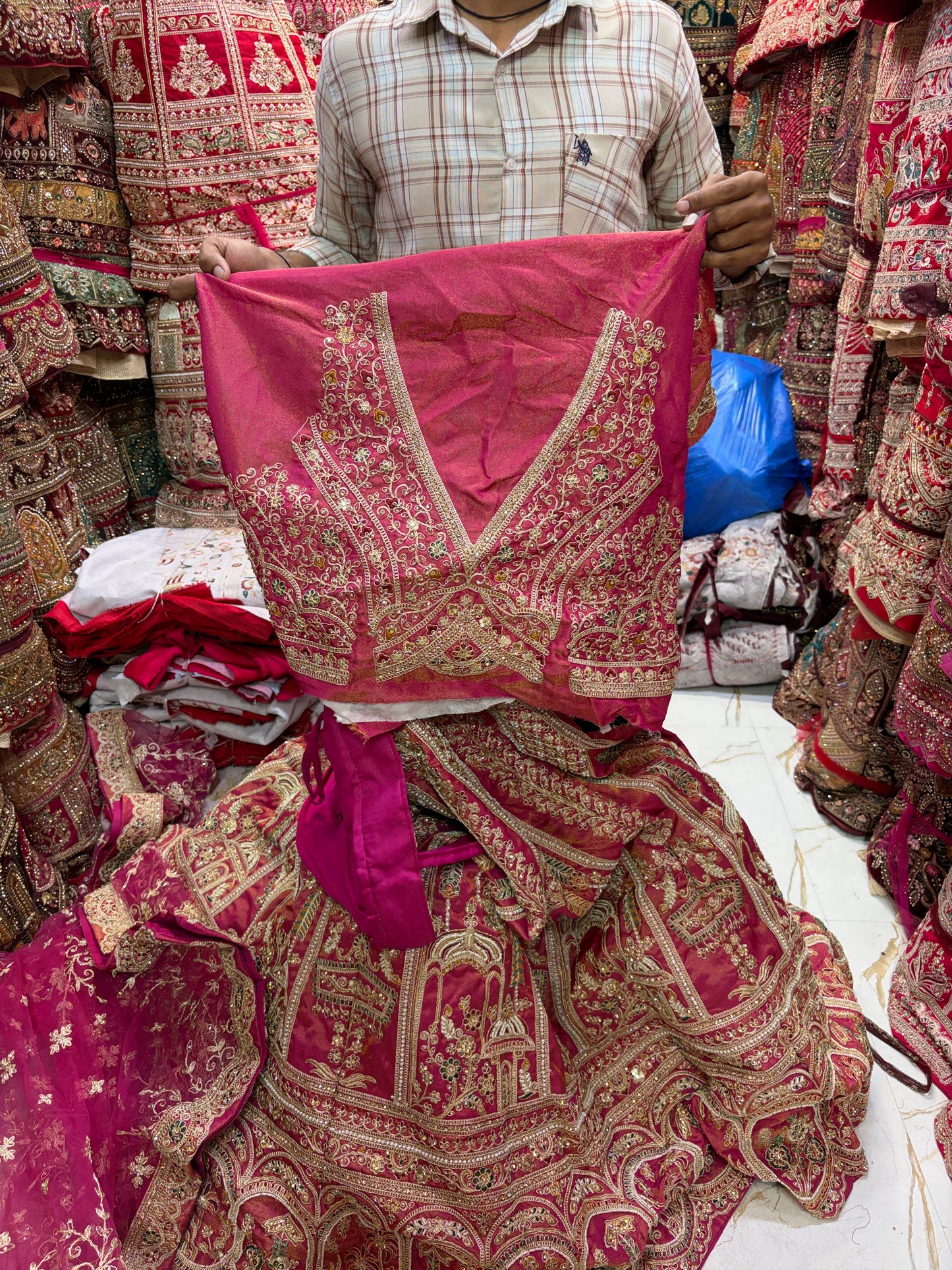 Pink orange Bridal Lehenga