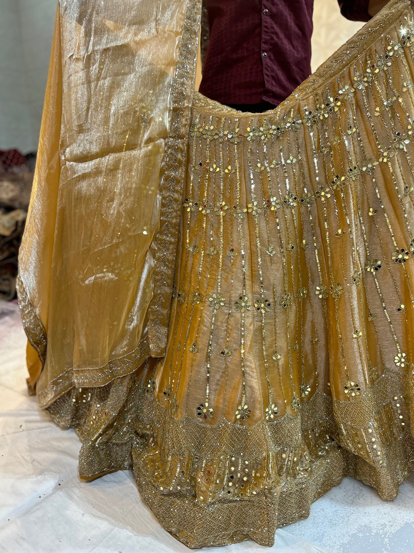 Tremendous golden mirror Lehenga
