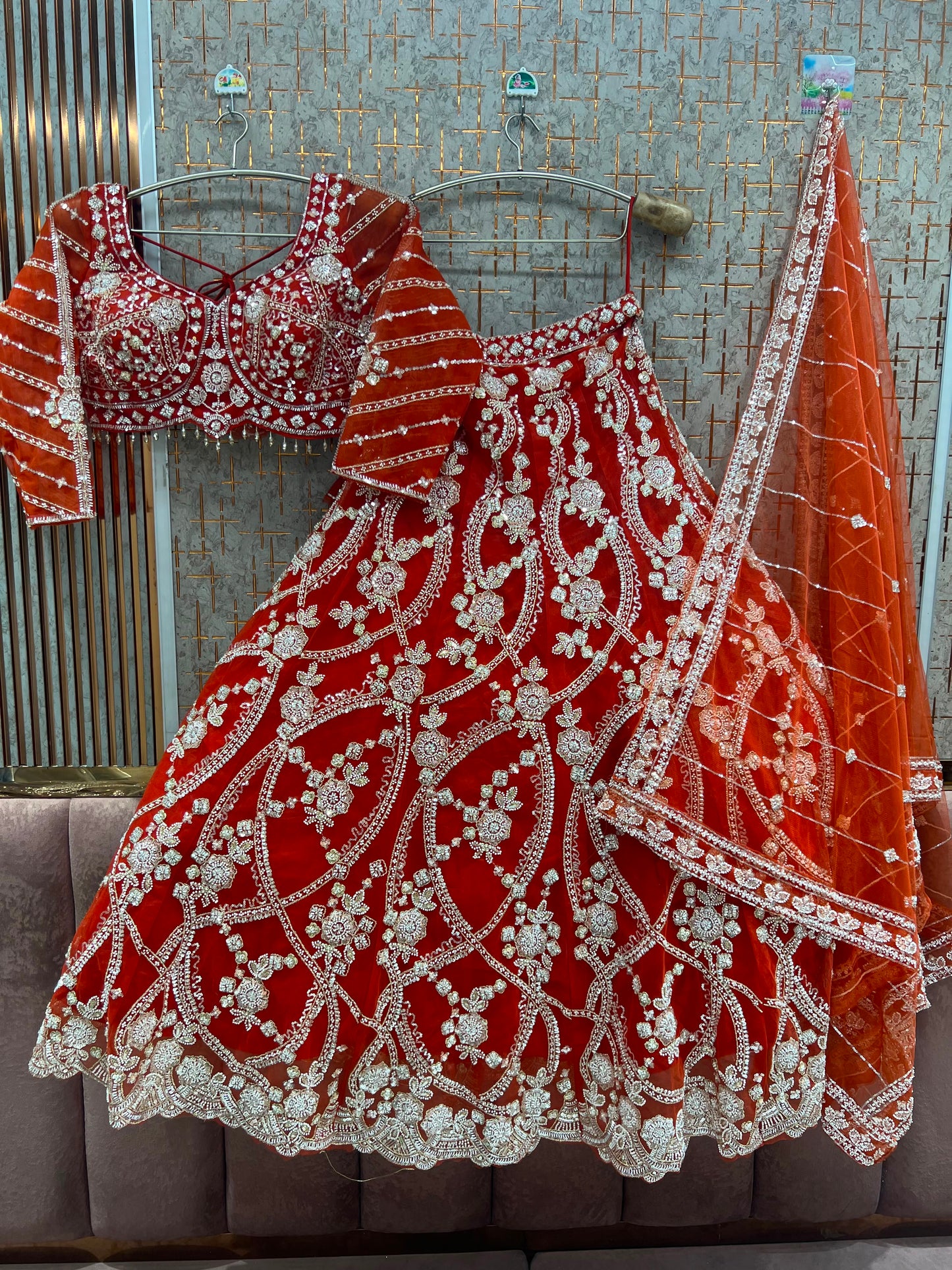 Rust Orange Crop Top Lehenga