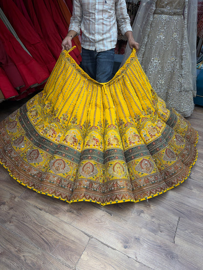 Yellow Haldi Mehendi Gajraj Ball Bridal Lehenga