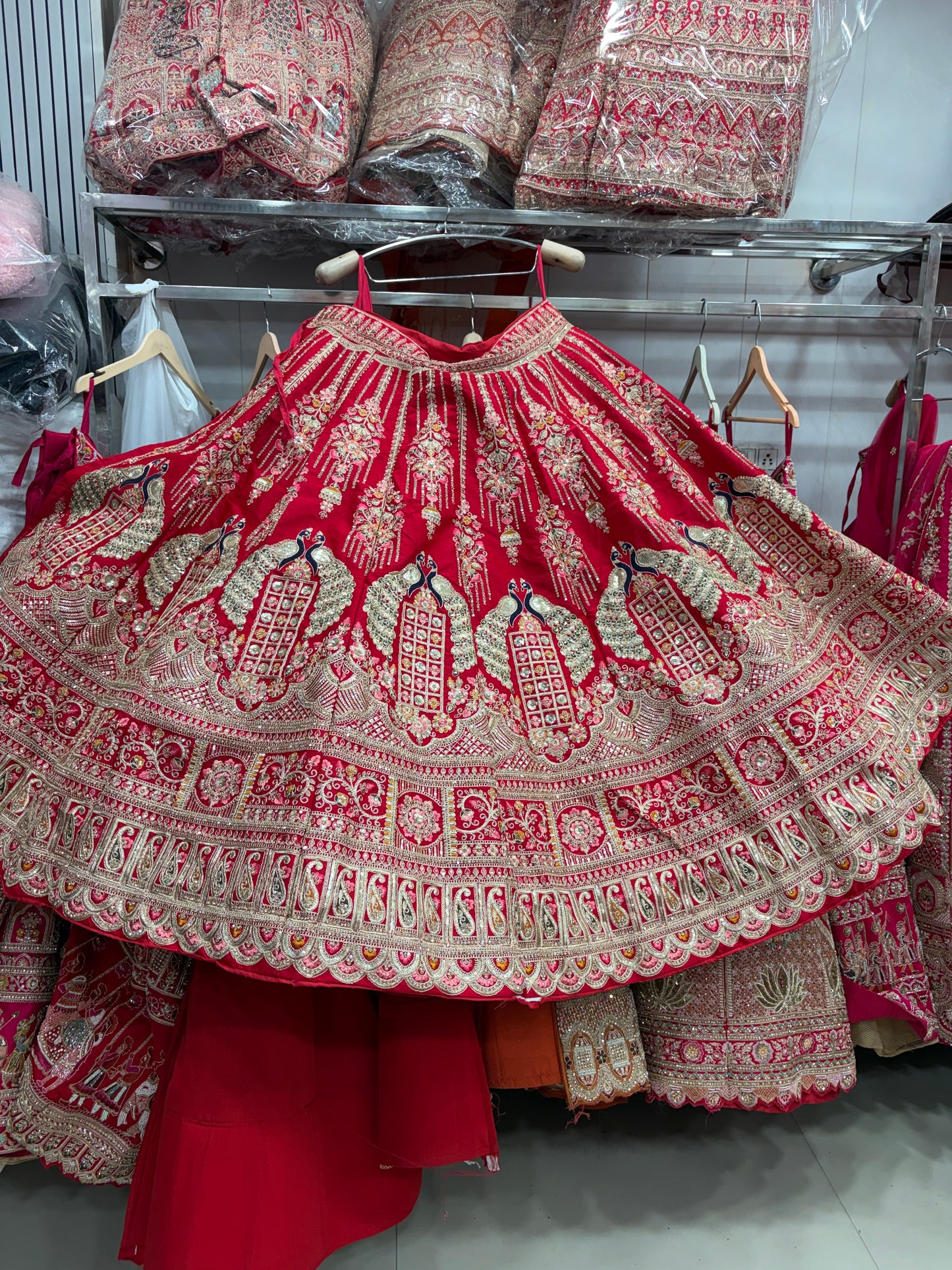 Rani pink peacock Bridal Lehenga