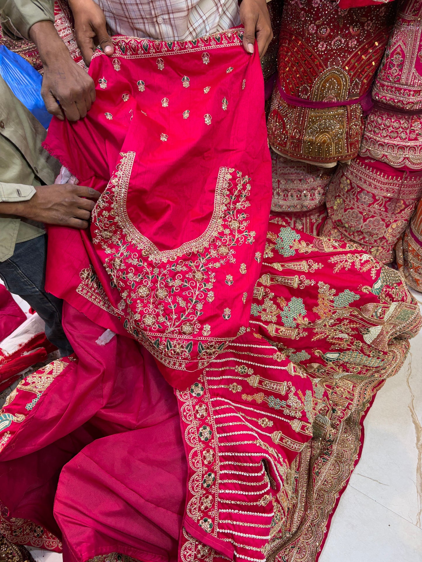 Rani Pink peacock bridal Lehenga