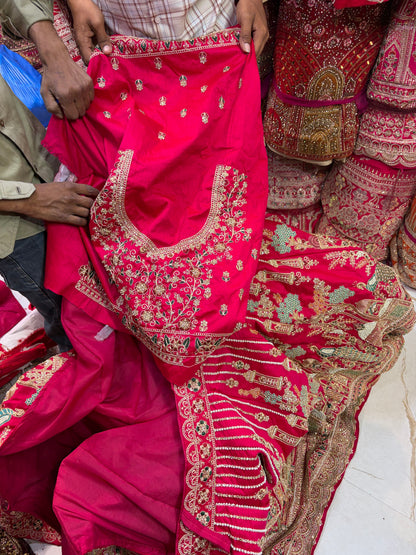 Rani Pink peacock bridal Lehenga