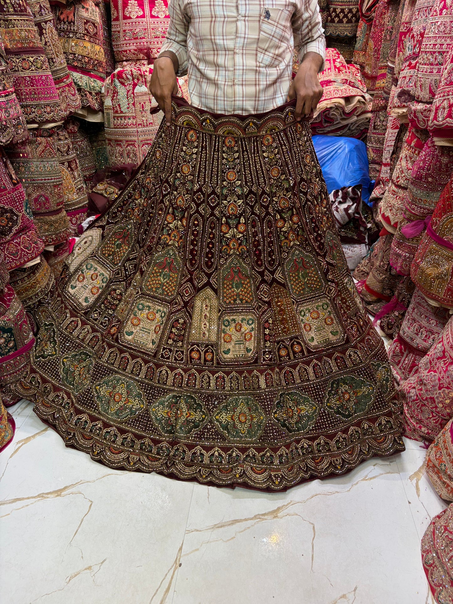 Dark Maroon bridal Lehenga