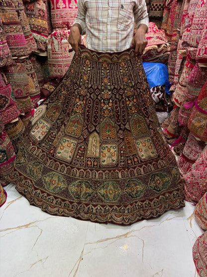 Dark Maroon bridal Lehenga