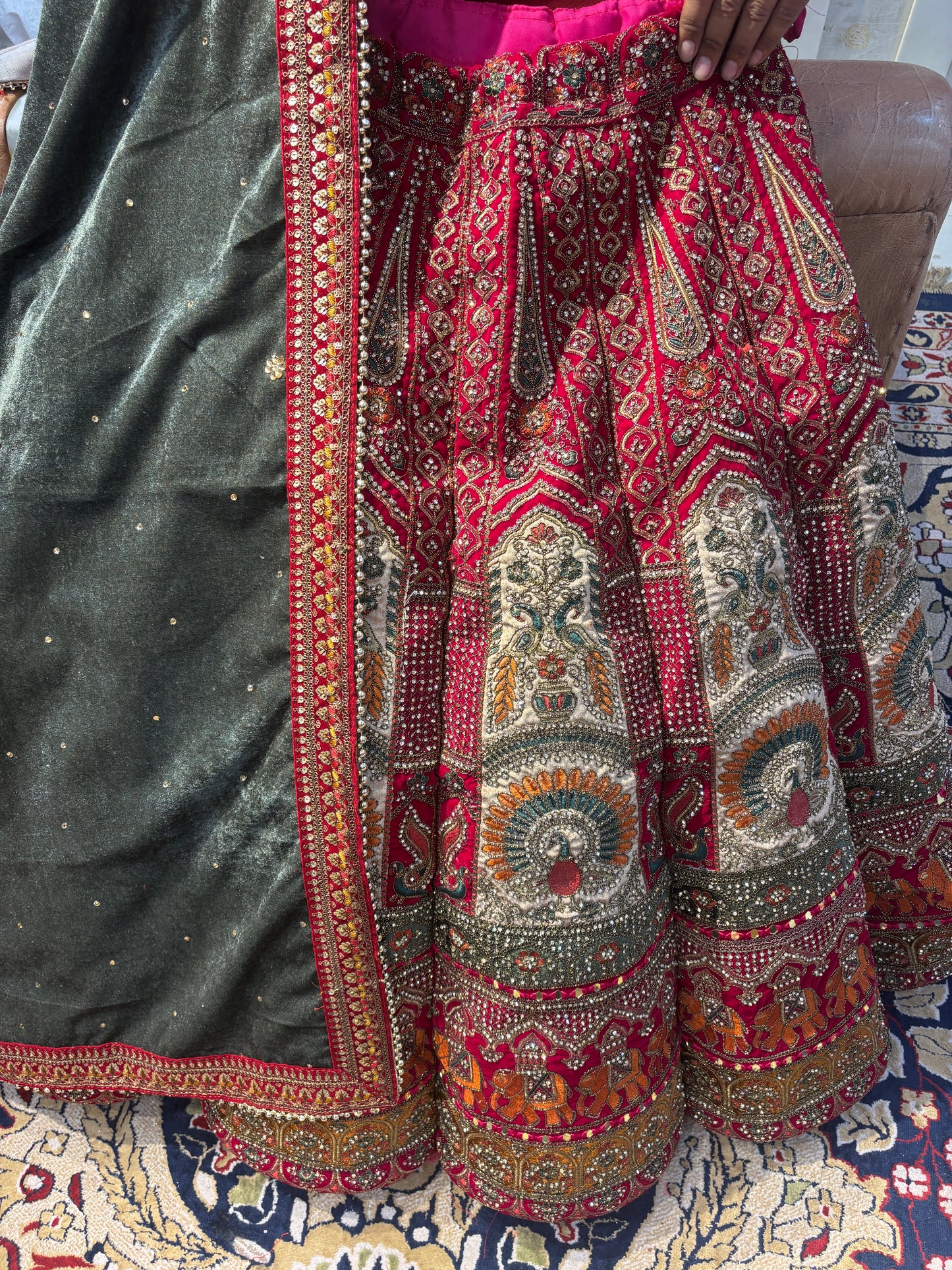 Designer pink peacock Ball bridal Lehenga