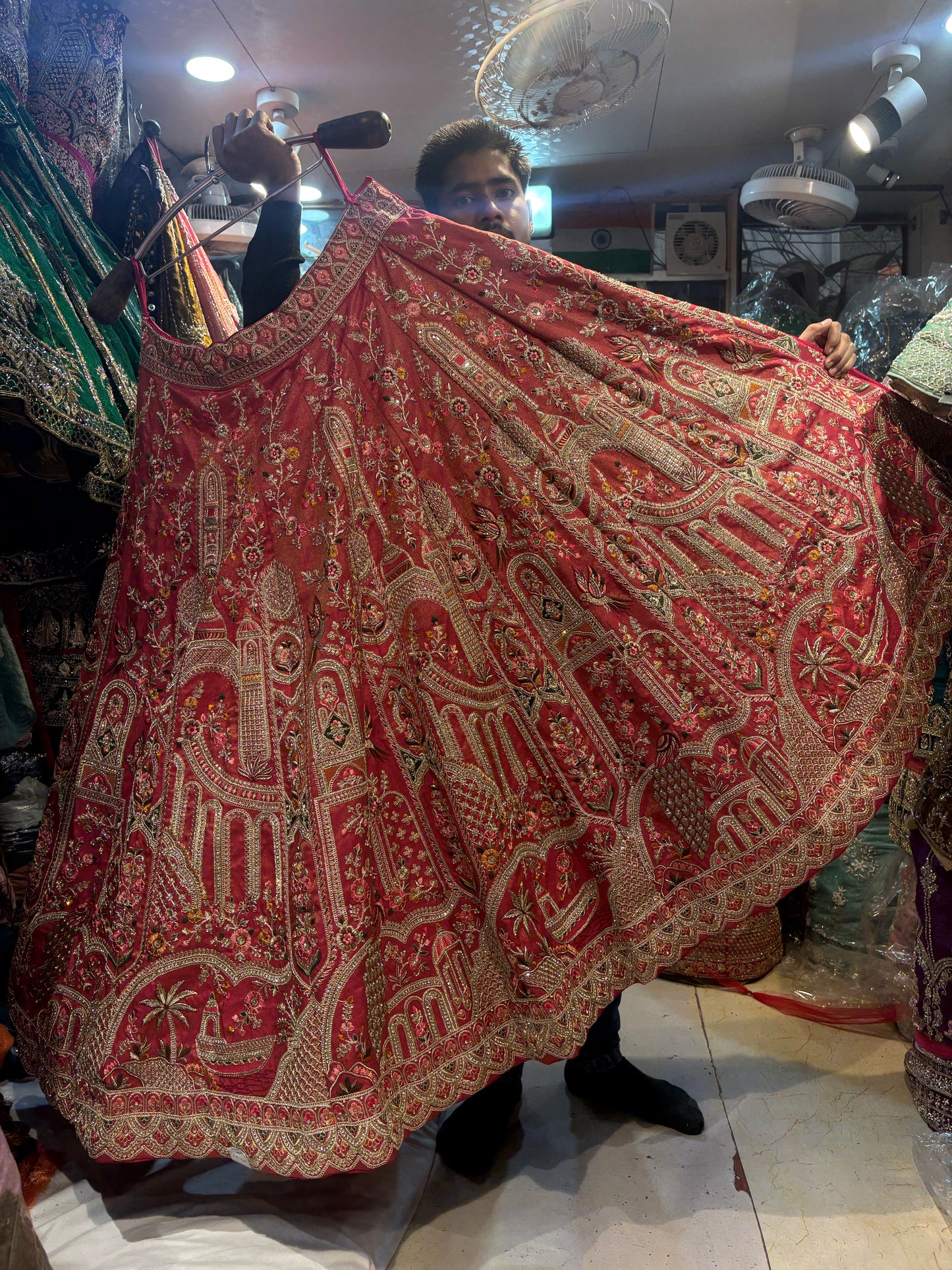 Charming Red peacock Bridal Lehenga