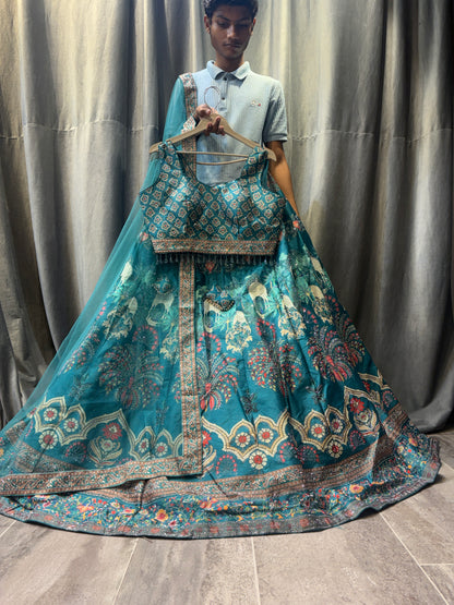 Pretty Blue Crop Top Lehenga