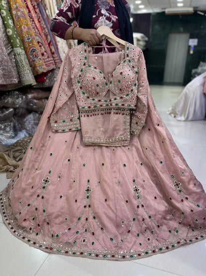 Pink crop top lehenga