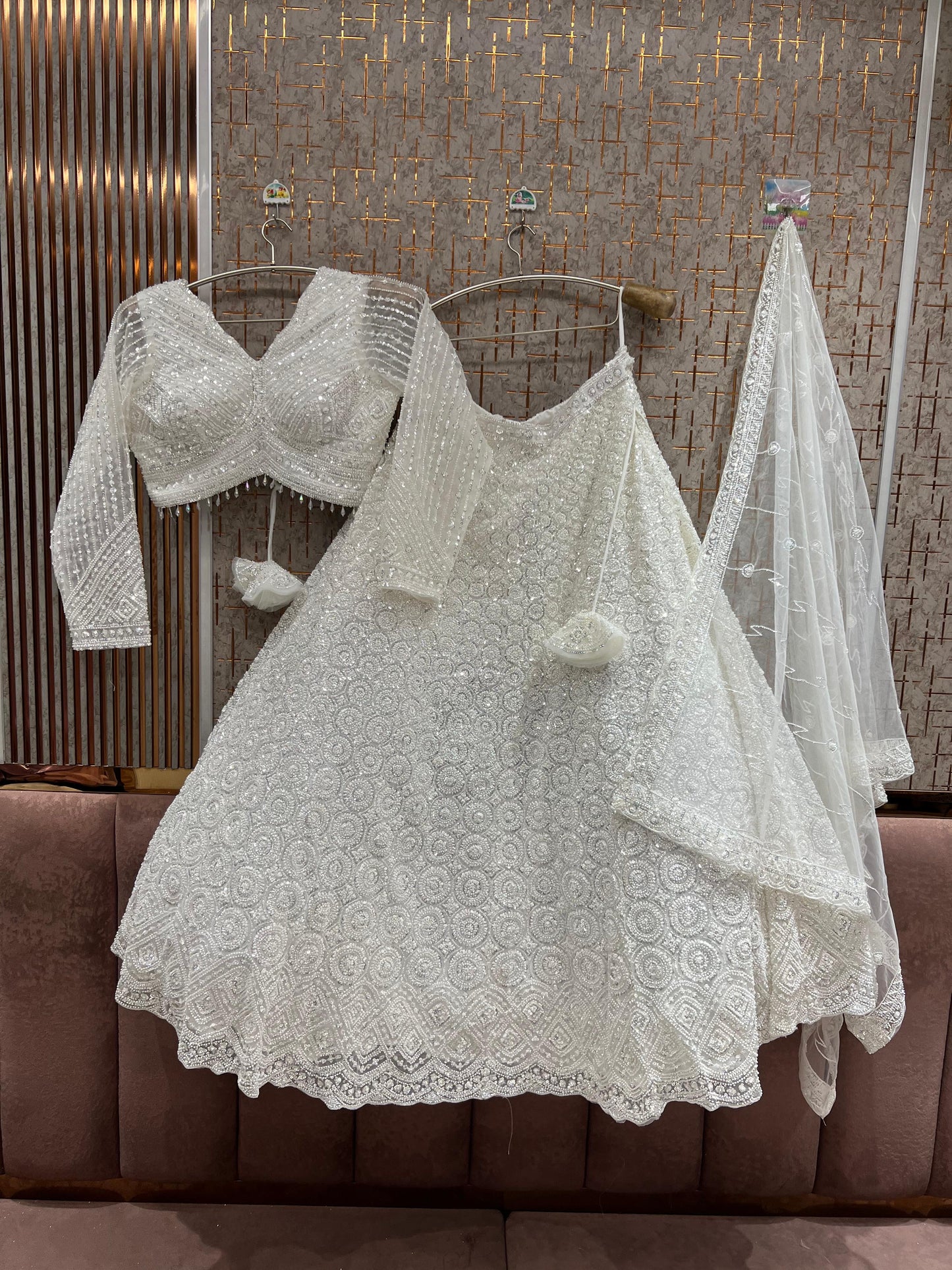 White Crop Top Lehenga