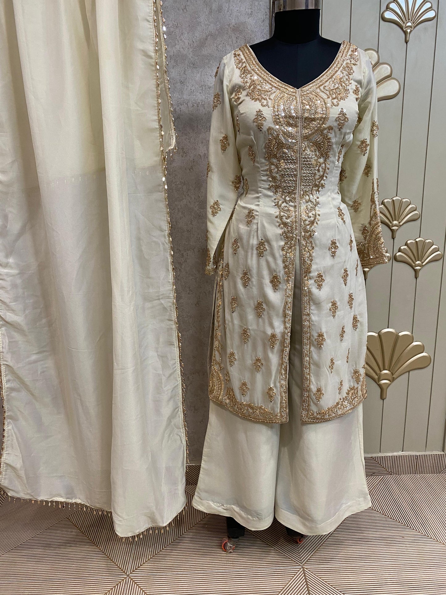 Purple Long Sharara Suit Dress Material