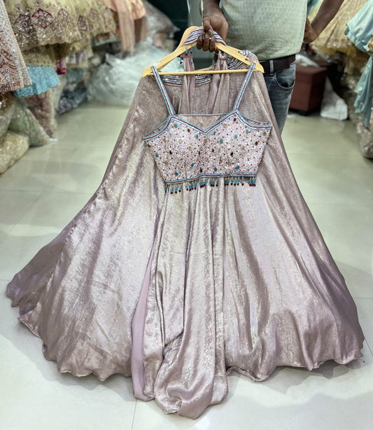 Lavender crop top Lehenga