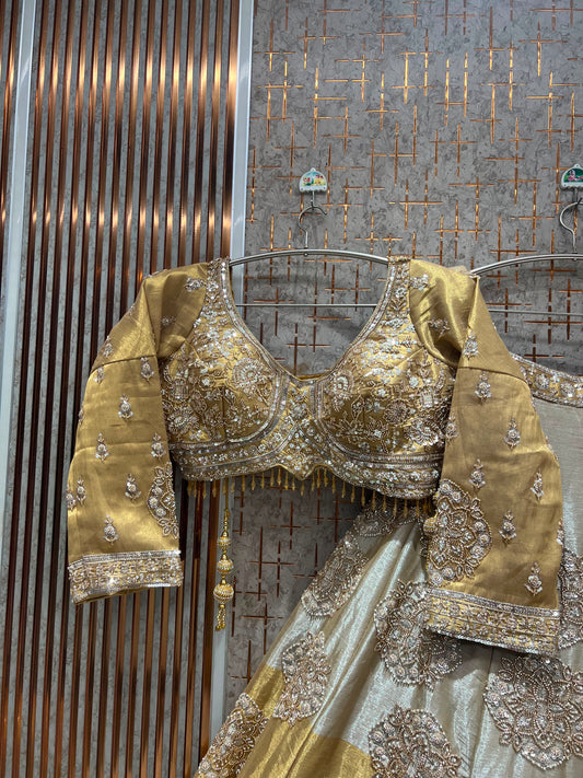 Stunning Golden Crop Top Lehenga