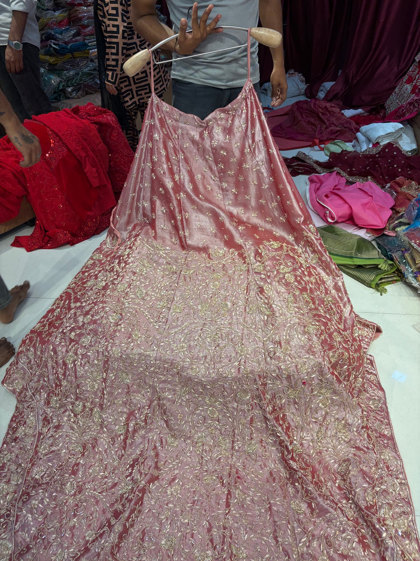 Pink peplum long Dress Farshi Gaharara Dress Special