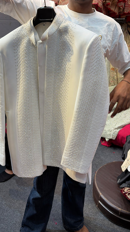 White Mens Wear Indo Western Dress