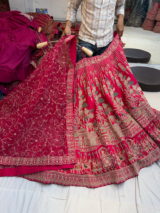 Rani pink Doli Barat Bridal Lehenga