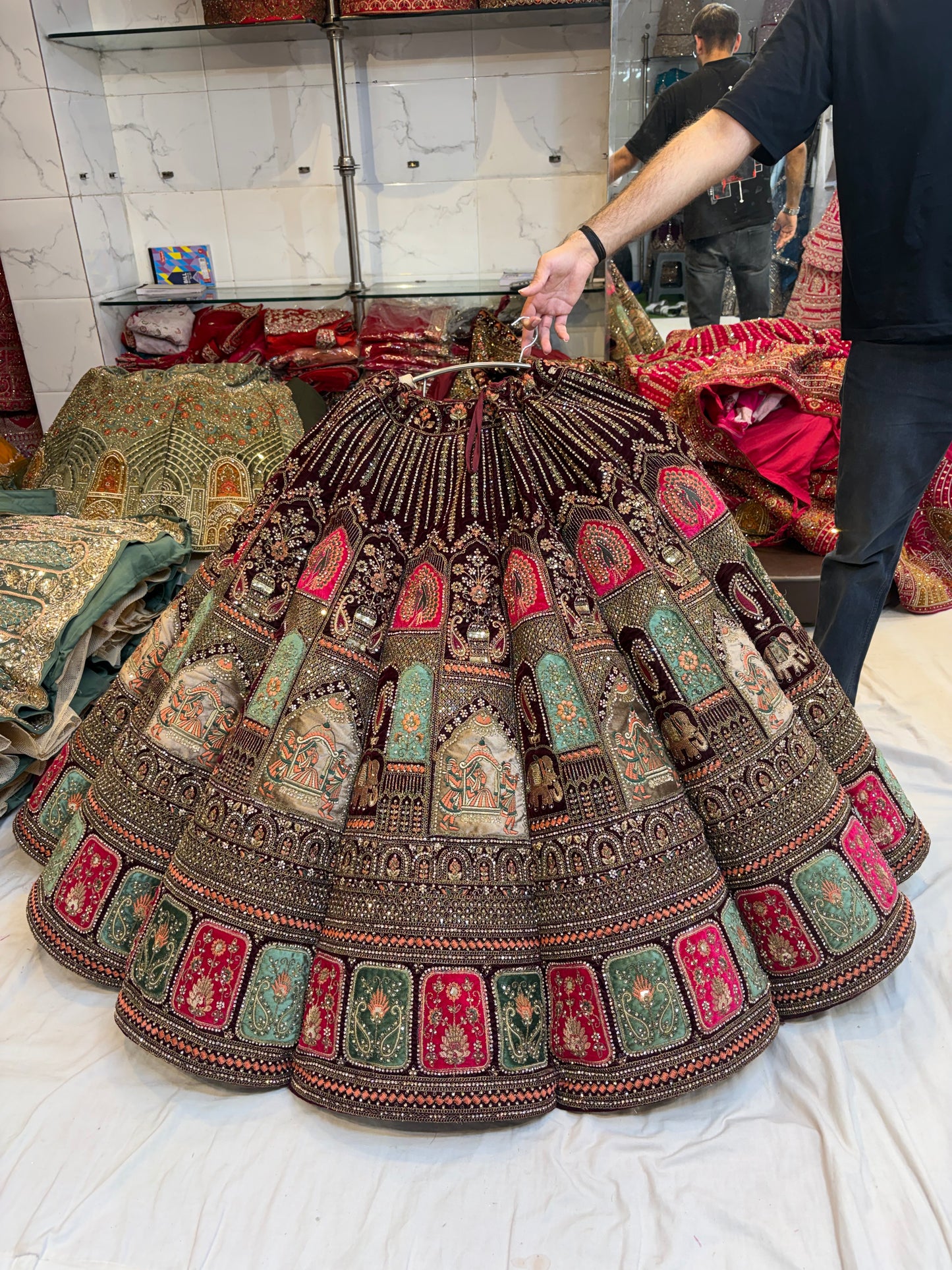 Maroon Doli Barat Ball Bridal Lehenga - Shopping World
