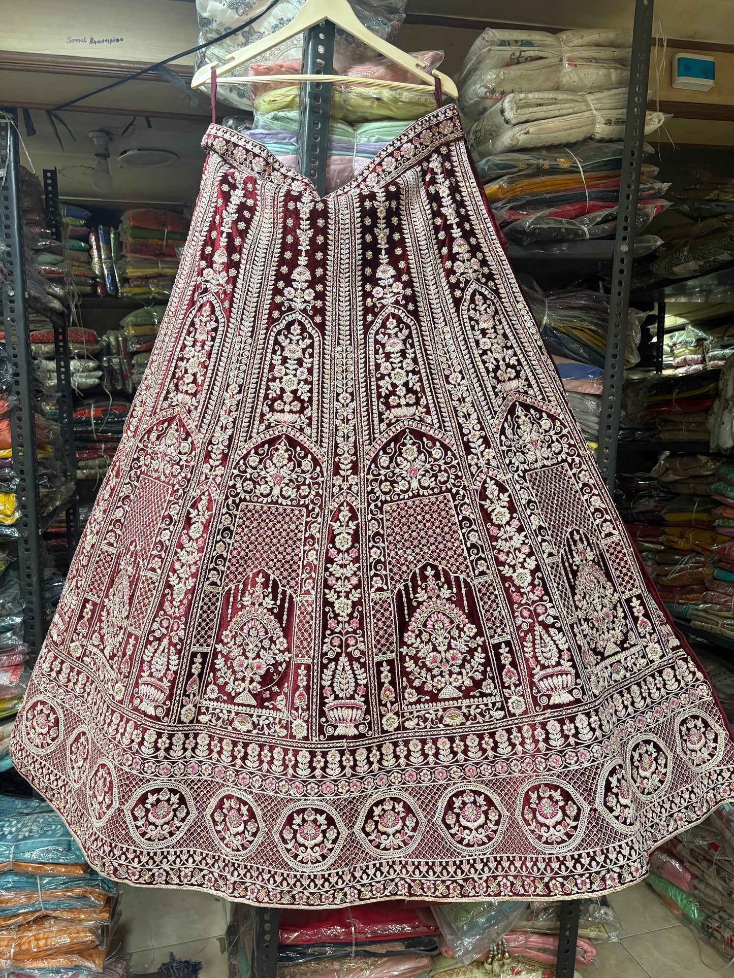 Stunning maroon double duptta bridal Lehenga