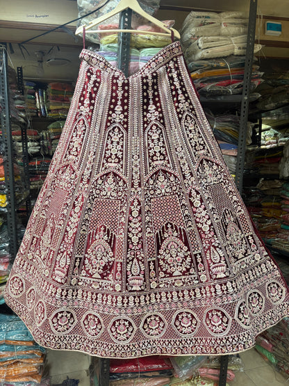 Stunning maroon double duptta bridal Lehenga